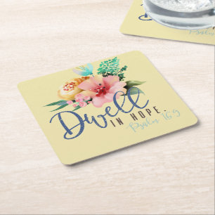 Dwell in Hope Verse Floral Rechteckiger Pappuntersetzer