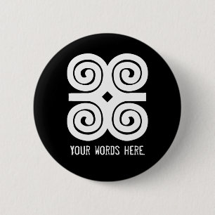 Dwennimmen Strength Humility weißes Adinkra Symbol Button