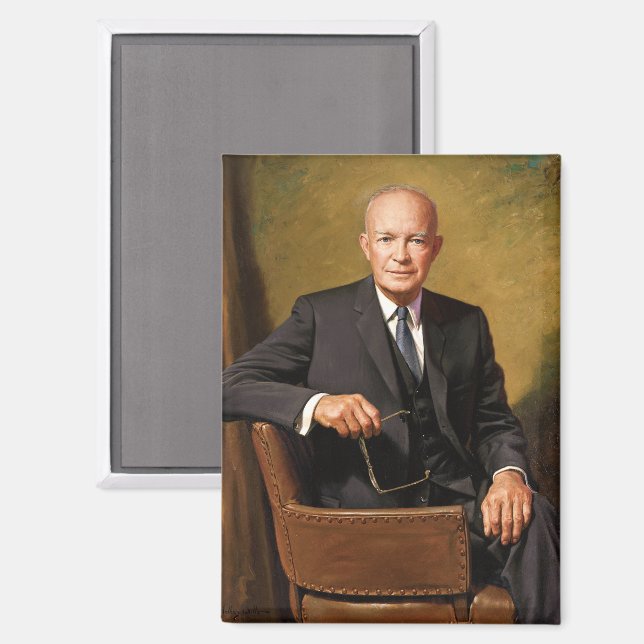 Dwight Eisenhower President White House Portrait Magnet (Vorderseite/Rückseite)