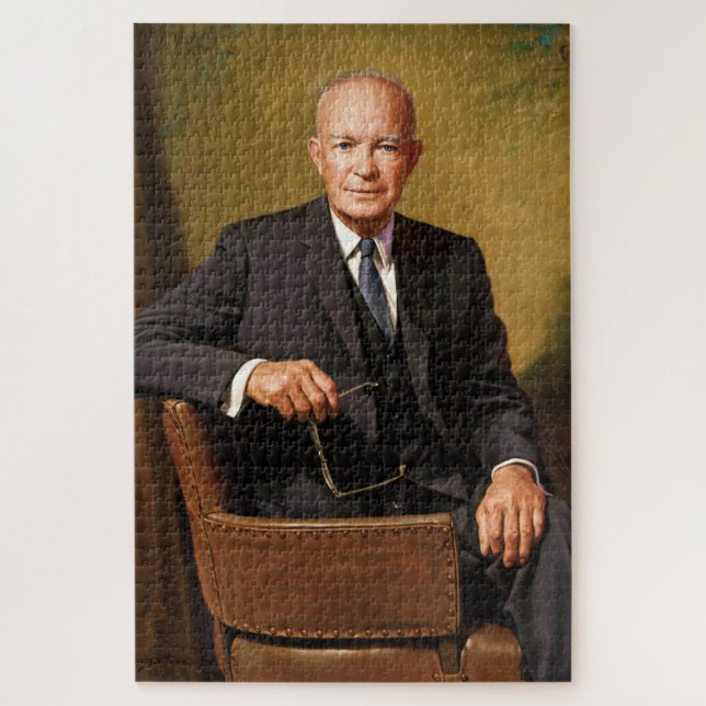 Dwight Eisenhower President White House Portrait Puzzle (Vertikal)