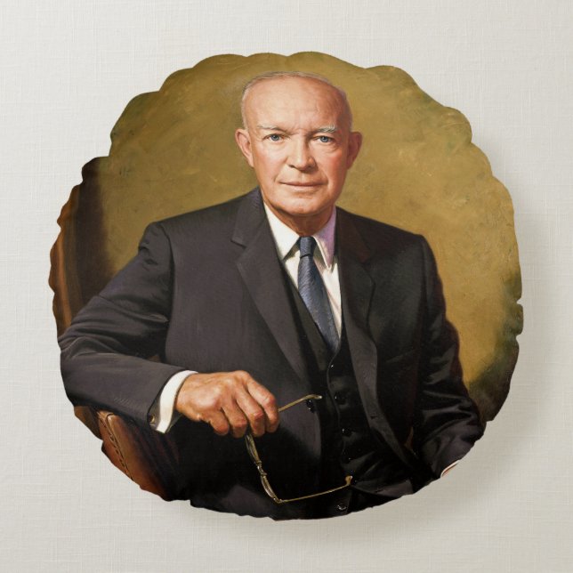 Dwight Eisenhower President White House Portrait Rundes Kissen (Vorderseite)