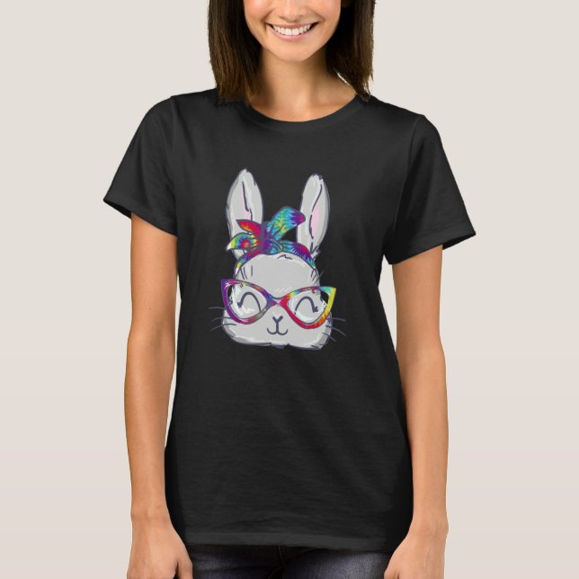 Dy Cute Bunny Face Tie Dye Glasses Easter Day T-Shirt (Vorderseite)