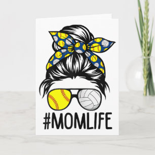 Dy Mom Life Softll Volleyll Muttertag Unordentlich Karte