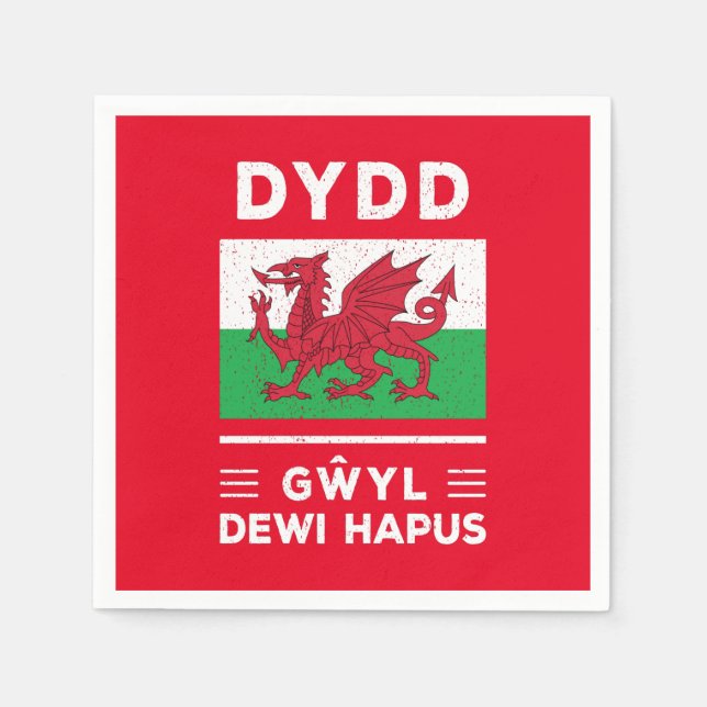 Dydd GÆDewi Hapus Happy St Davids Day 3 Serviette (Vorderseite)