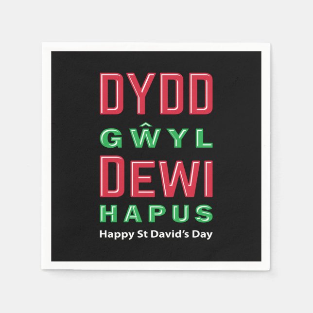Dydd GÆDewi Hapus Happy St Davids Day 5 Serviette (Vorderseite)