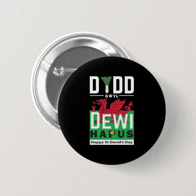 Dydd GÆDewi Hapus Happy St Davids Day 7 Button (Vorne & Hinten)