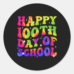 Dye Happy 100. Tag der Schule Schüler Kinder Lehre Runder Aufkleber