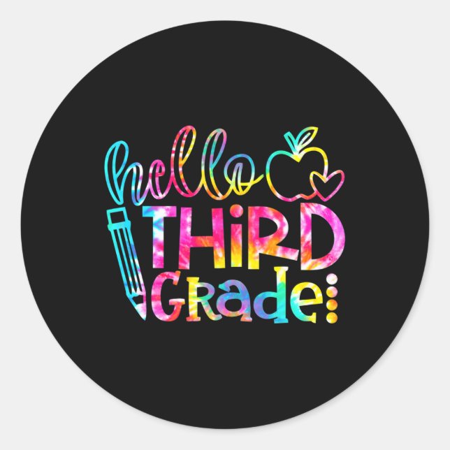 Dye Hello 3. Klasse Lehrer Student zurück zur Schu Runder Aufkleber (Vorderseite)