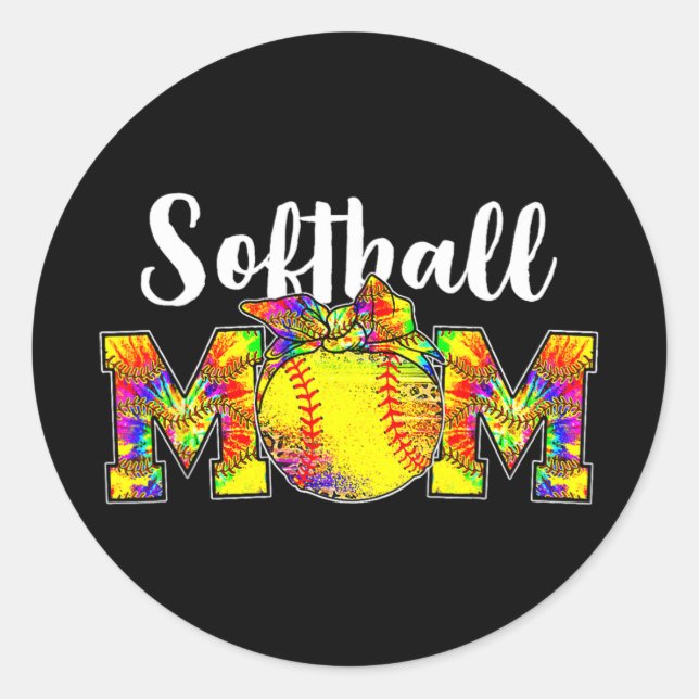 Dye Softball Mama T-Shirt Softball Game Day Vibes  Runder Aufkleber (Vorderseite)