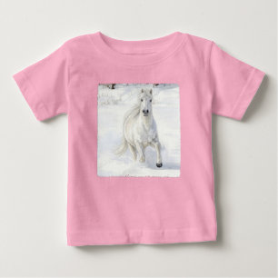 Dyfra das isländische Pferd galoppiert im Schnee Baby T-shirt