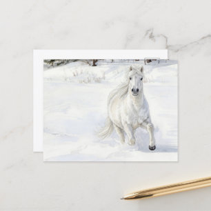Dyfra das isländische Pferd galoppiert im Schnee Postkarte