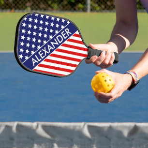 DYI Colors Flag Stars Streifen #2 Red White Blue S Pickleball Schläger