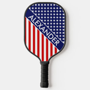 DYI-Farben, Flaggensteine Streifen Red White Blue Pickleball Schläger