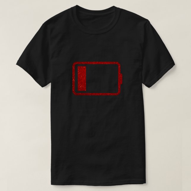 Dying Battery Funny Glitzer T-Shirt (Design vorne)