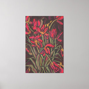 Dying Tulips Red Blume Statement Floral Painting Leinwanddruck