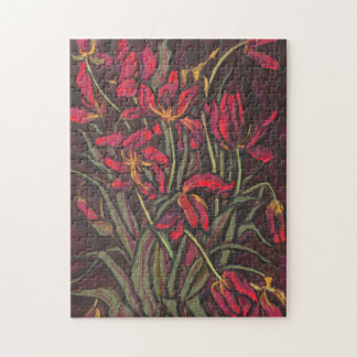 Dying Tulips Red Blume Statement Floral Painting Puzzle