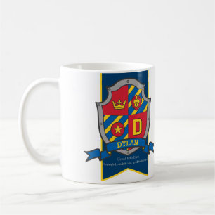 Dylan Letter D Heraldry Red Blue Name bedeutet Tas Kaffeetasse