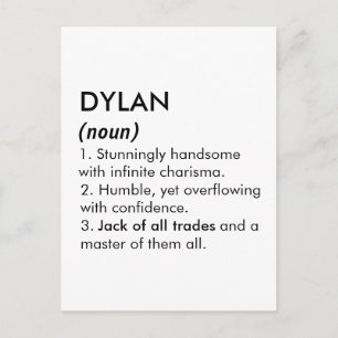 Dylan Name, Bearbeitbarer Name, Benutzerdefinierte Postkarte
