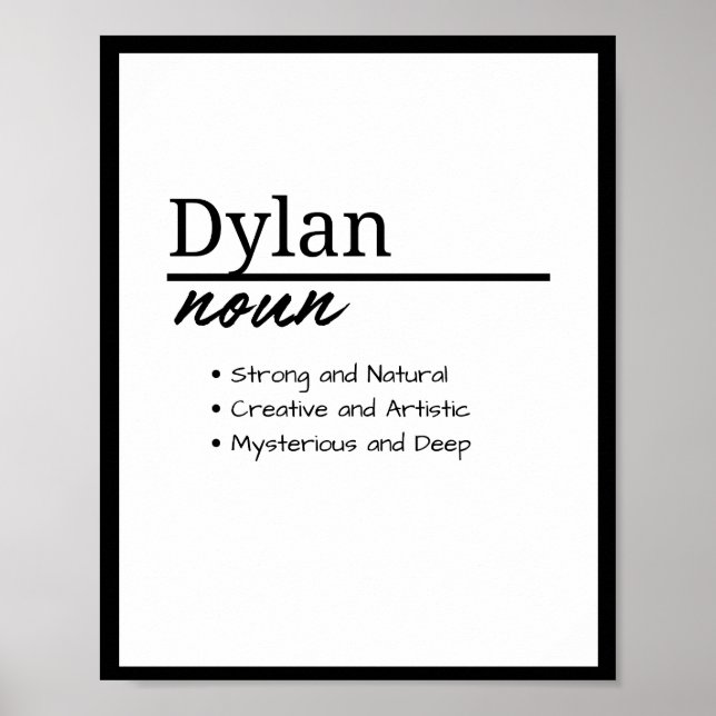 Dylan, Personalisierte Bezeichnung für Junge Poster (Vorne)