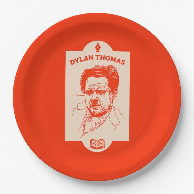 Dylan Thomas Welsh Poet Pappteller (Vorderseite)