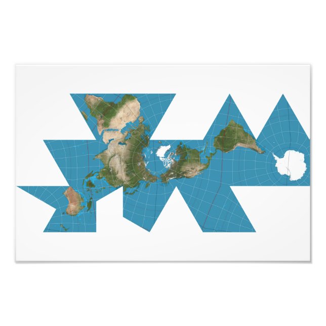Dymaxion Weltkarte oder Fuller-Weltkarte Fotodruck (Vorne)