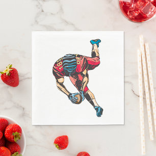 Dynamic American Football Player Touchdown Serviette