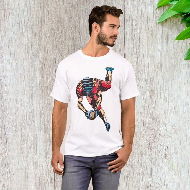 Dynamic American Football Player Touchdown T-Shirt (Von Creator hochgeladen)