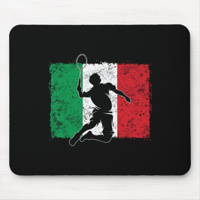 Dynamic Badminton Player - Italienischer Flag Mousepad (Vorne)