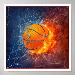 Dynamic Basketball Art Poster - Feuer und Eis