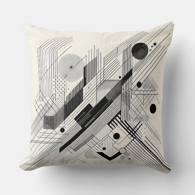 Dynamic Black & White Geometry Kissen (Vorderseite)