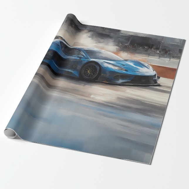 Dynamic Blue Urban Race Scene Geschenkpapier (Ungerollt)