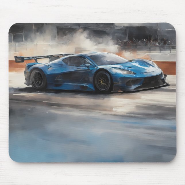 Dynamic Blue Urban Race Scene Mousepad (Vorne)