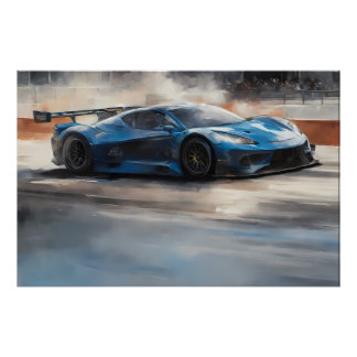 Dynamic Blue Urban Race Scene Poster