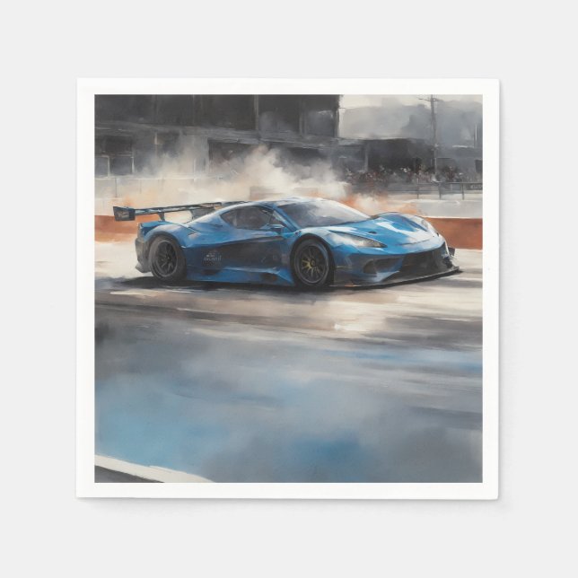 Dynamic Blue Urban Race Scene Serviette (Vorderseite)