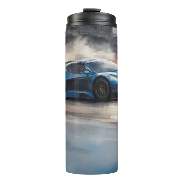 Dynamic Blue Urban Race Scene Thermosbecher (Vorderseite)