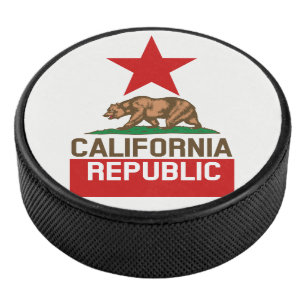 Dynamic California State Flag Graphic on a Eishockey Puck