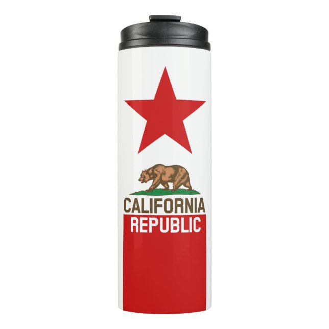 Dynamic California State Flag Graphic on a Thermosbecher (Vorderseite)