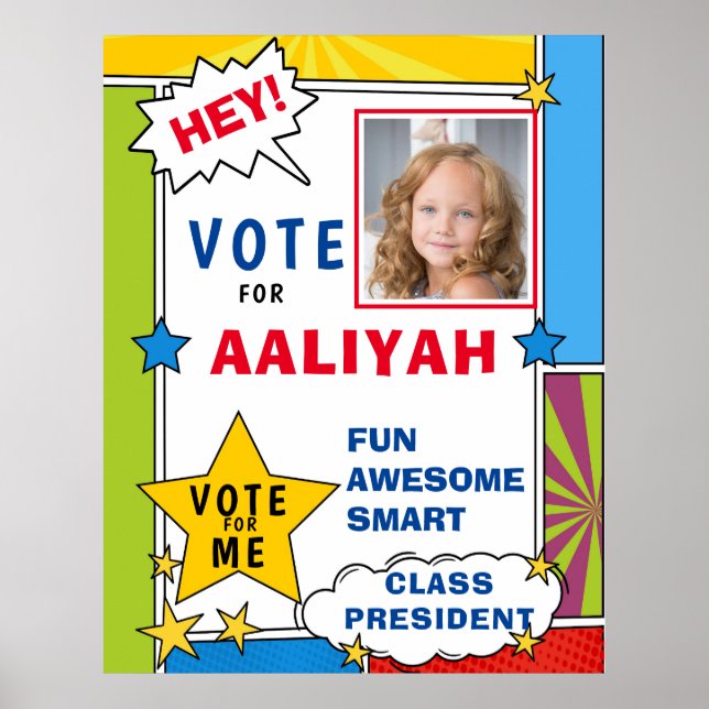 Dynamic Cartoon Comic Book Style Voting School Poster (Vorne)