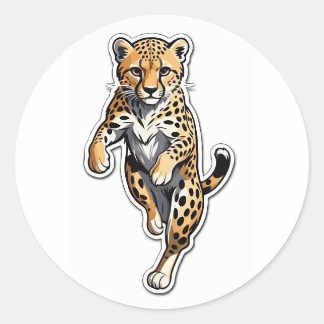 Dynamic Cheetah Sticker - Sleek Running Wild Cat (Vorderseite)