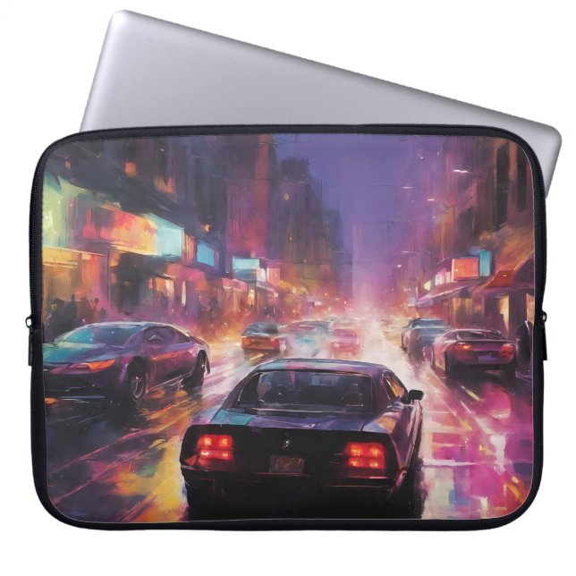 Dynamic Cityscape Racing Laptopschutzhülle (Vorderseite)