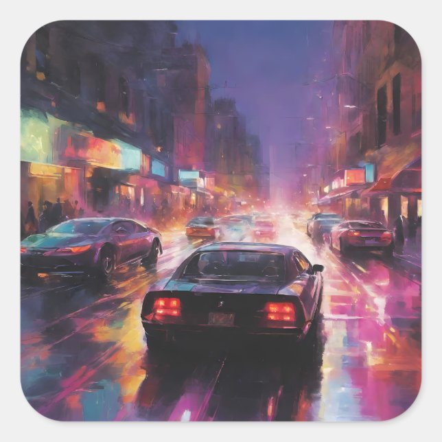 Dynamic Cityscape Racing Quadratischer Aufkleber (Vorderseite)