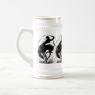 Dynamic Cowboy Rodeo Silhouette Art Bierglas