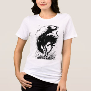 Dynamic Cowboy Rodeo Silhouette Art Tri-Blend Shirt