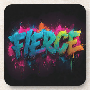 Dynamic Digital Street Art mit dem Wort Fierce Getränkeuntersetzer
