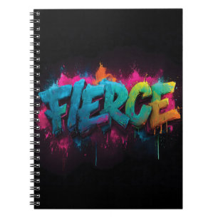 Dynamic Digital Street Art mit dem Wort Fierce Notizblock