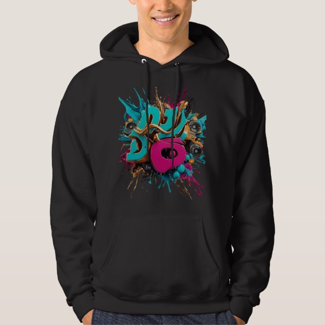 Dynamic DJ Splash Art - Music Producer Typografy Hoodie (Vorderseite)