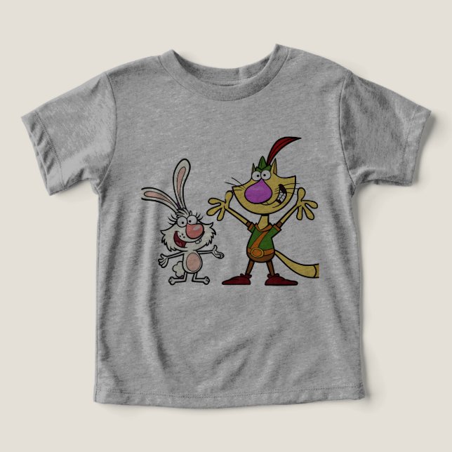 Dynamic Duo - Silly Cat and Rabbit t-shert bebe (Design Vorderseite)
