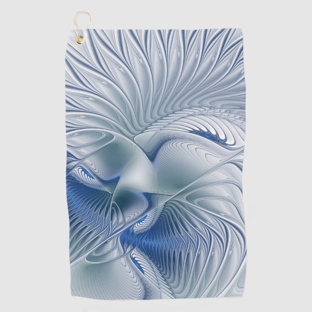 Dynamic Fantasy Abstrakt Blue Tones Fraktal Art Golfhandtuch (Vorderseite)