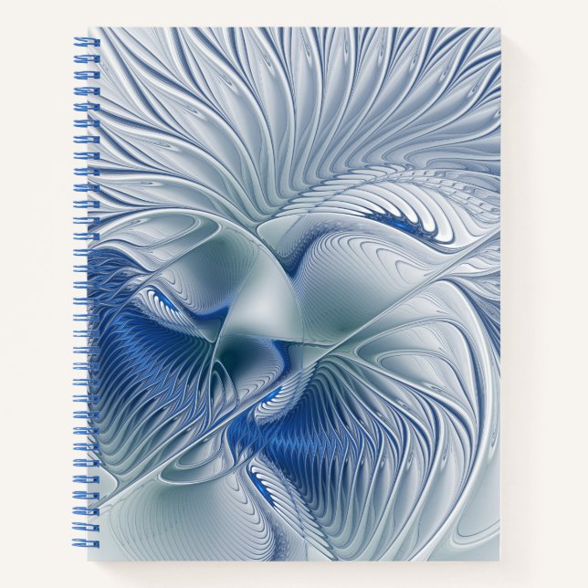 Dynamic Fantasy Abstrakt Blue Tones Fraktal Art Notizbuch (Vorderseite)