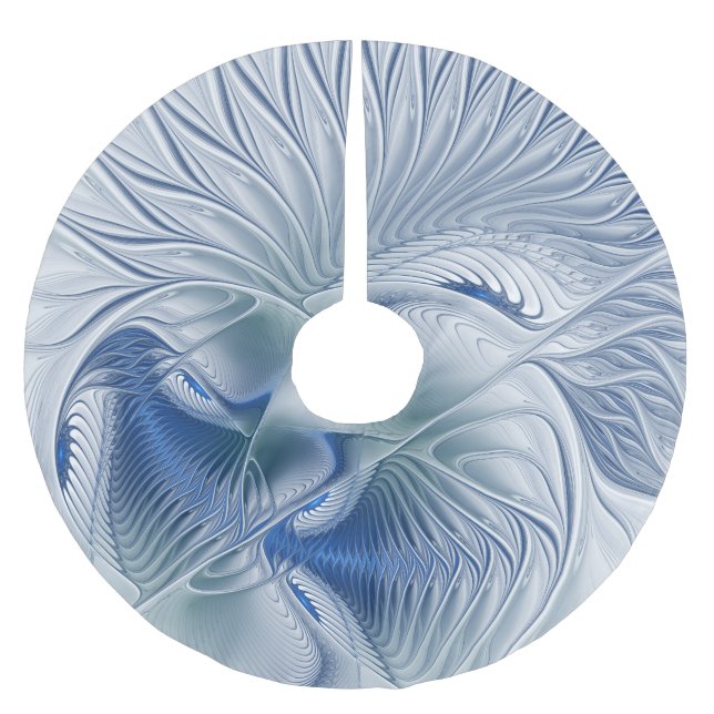 Dynamic Fantasy Abstrakt Blue Tones Fraktal Art Polyester Weihnachtsbaumdecke (Vorderseite)